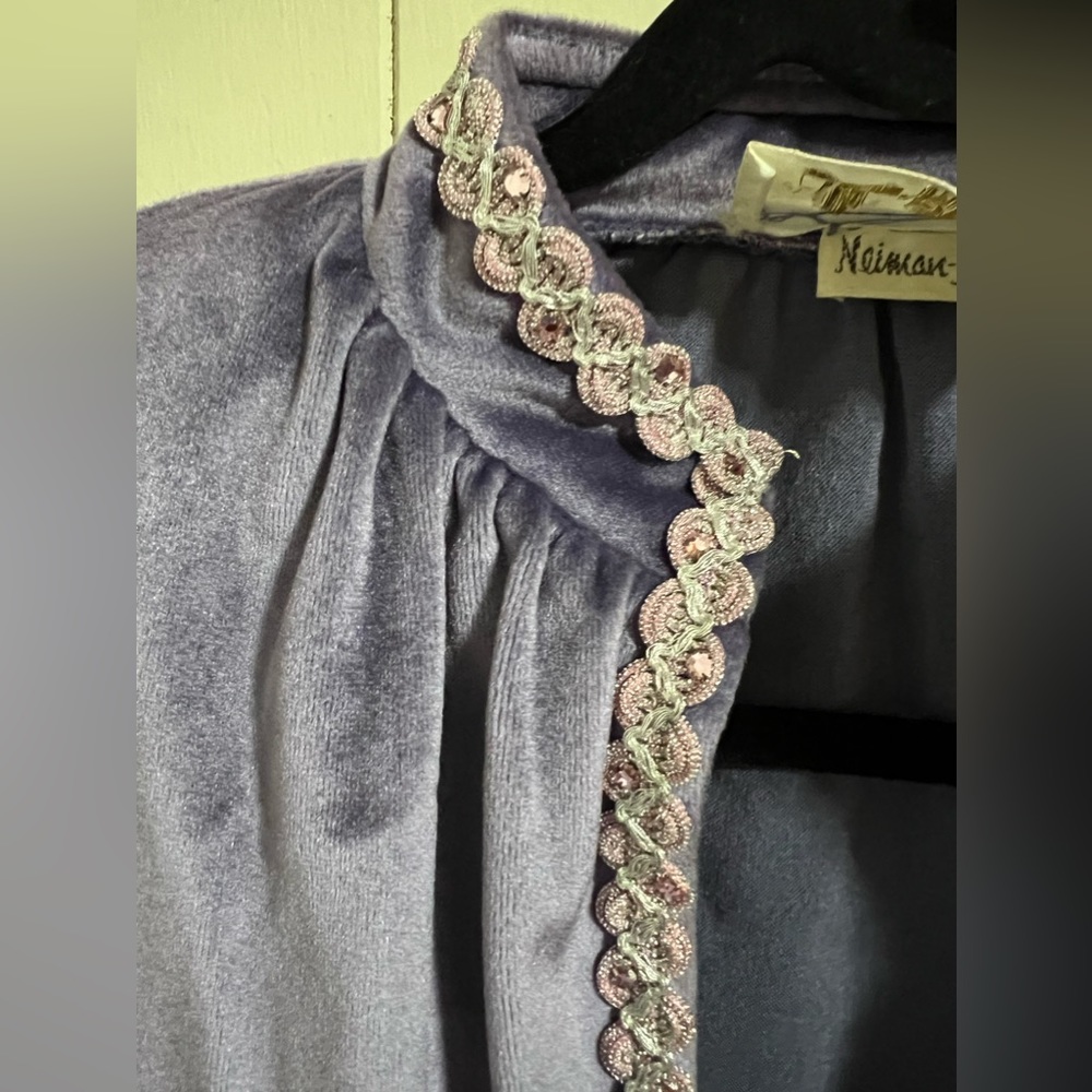 Lucie Ann Beverly Hills Vintage Retro lavender velvet dress pink sparkle M L - Picture 5 of 11